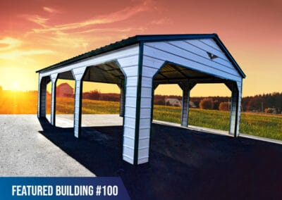 Featured-Building-100 - White with black trim carport with cut-outs throughout