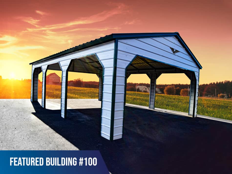 Featured-Building-100 - White with black trim carport with cut-outs throughout