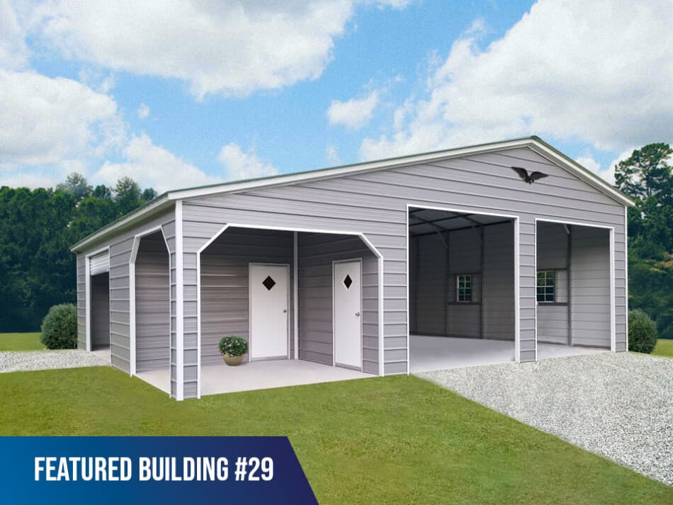 Featured-Building-29 - 36x30x12/9 Metal Garage w/Lean-To & Storage Room