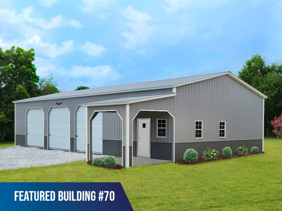 Featured-Building-70 - 40x60x12/9 Metal Workshop w/Porch