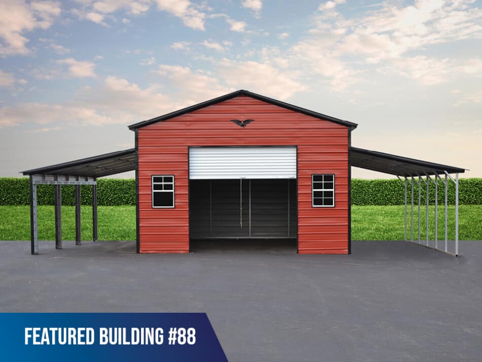 Featured-Building-88 - 44x30x12/8 Garage with Lean-To's