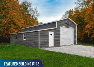 Featured Building 118 -26x40x12/7 Garage with Lean-To