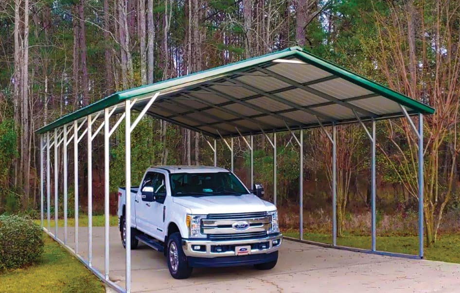 Metal Carport with green Roof