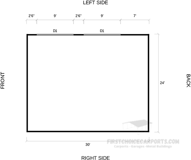 24x30x9 Doublewide Metal Garage - First Choice Carports