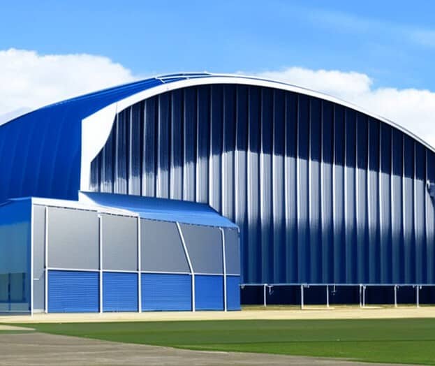 Sports Arena Blue and Light Gray