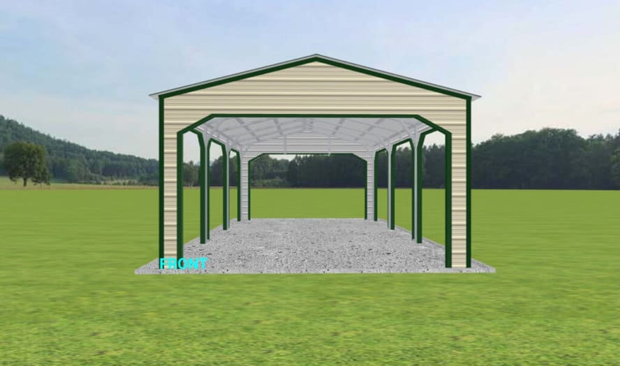 fb#170-Front 16x30x9 3-Bay Metal Carport