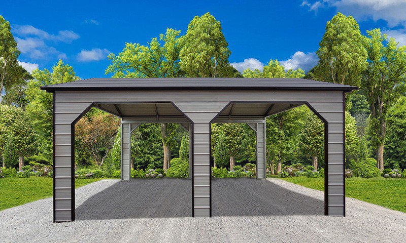 Side opening Carport with two openings Tan in Color SC