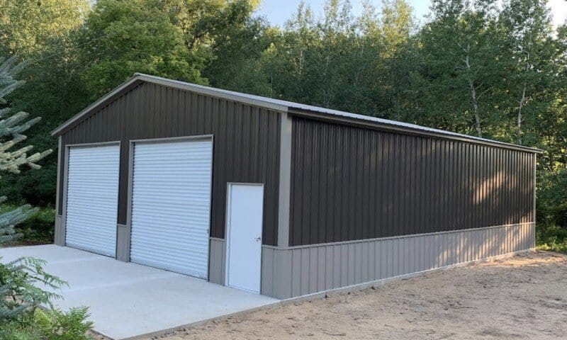Commercial Metal Garage Brown with Vertical siding